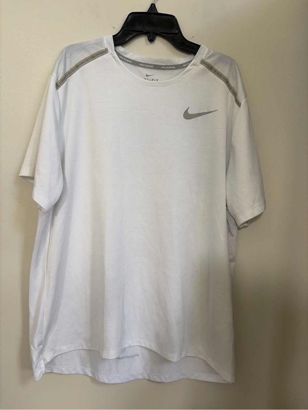 Nike White Short Sleeve Dri-FIT Tee with Gray Swoosh